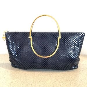 Navy Blue & Gold Aluminum Mesh Clutch Handbag